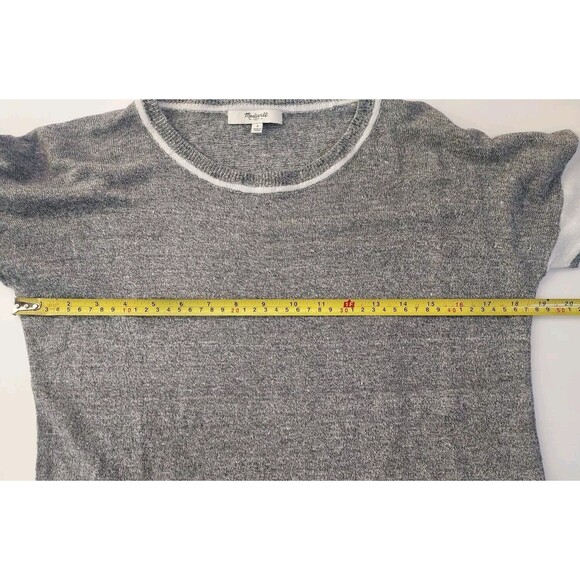 Ladies Madewell Lightweight 109% Linen Gray W/Sleeve Stripes LS Sweater Size S - Picture 6 of 9